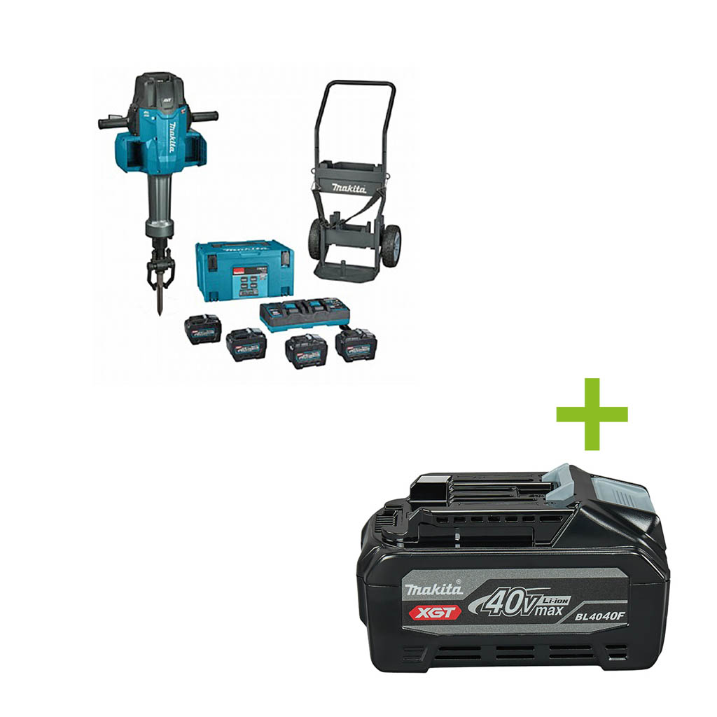 Makita HM004GL402 XGT 2x40V Accu Breekhamer incl. trolley, startset 8,0 Ah accu (4st), duo snellader in MBox