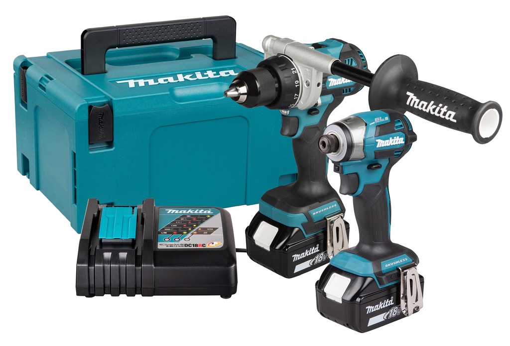 Makita DLX2573TJ LXT 18V Combiset 2-machines boren en (slag)schroeven incl. 2x 18V 5.0Ah accu's en snellader in Mbox