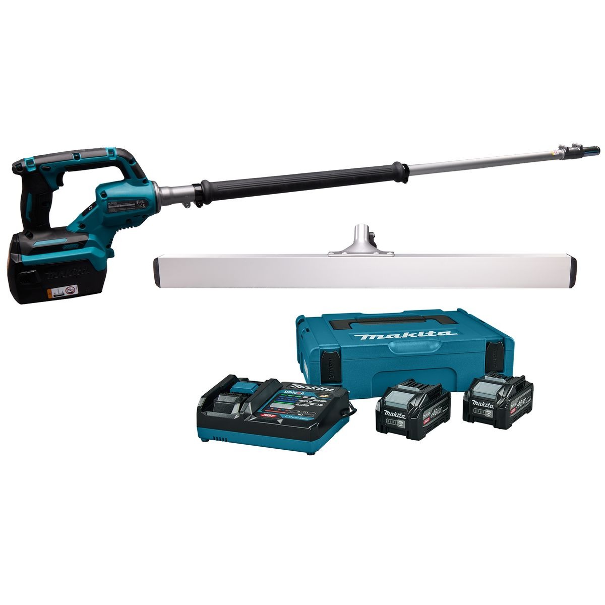 Makita VL001GU201 XGT 40 V Max Accu trilspaan 900mm incl. 2x4.0Ah BL4040F, snellader en afwerkspaan in Mbox