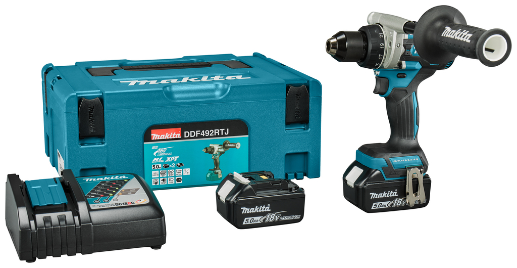 Makita DDF492RTN LXT 18V Boor-/schroefmachine 2x 6,0 Ah en snellader in Mbox