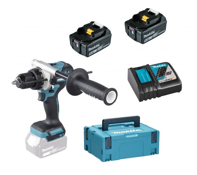 Makita DHP492RTN LXT 18V Klopboor-/schroefmachine 2x 6,0 Ah en snellader in Mbox