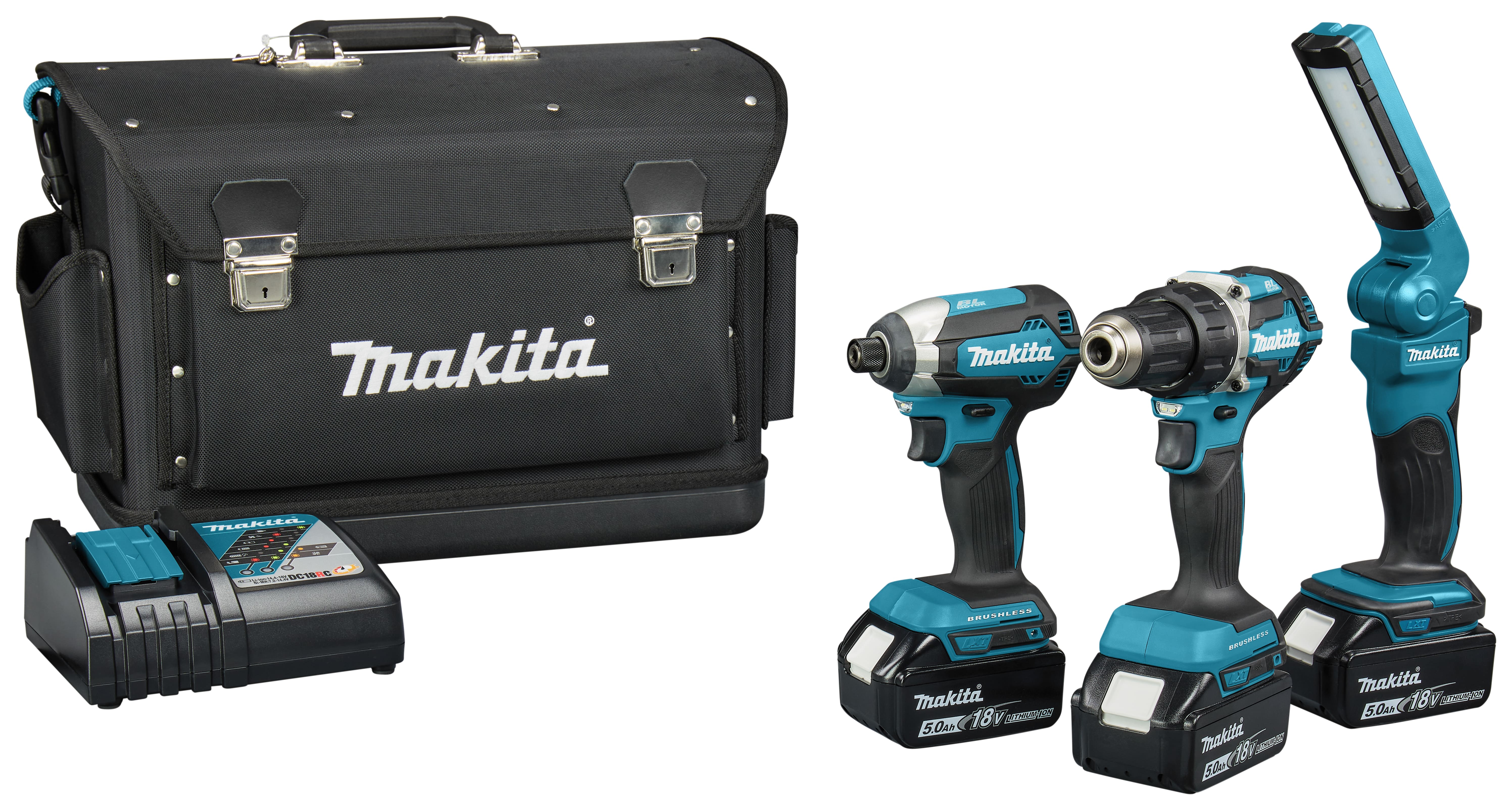 Makita DLX3090TX1 Combiset 18V 5,0 AH Li-ion + DDF484 Accuboor + DTD153 Slagschroever met 3 accu"s + 5 jaar dealer garantie!