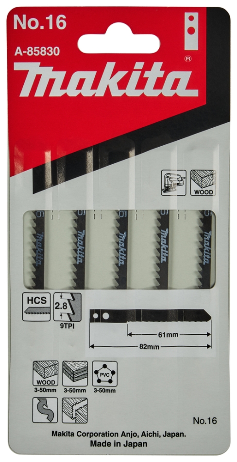 Makita Accessoires A-85830 Decoupeerzaagblad NO16 5 stuks