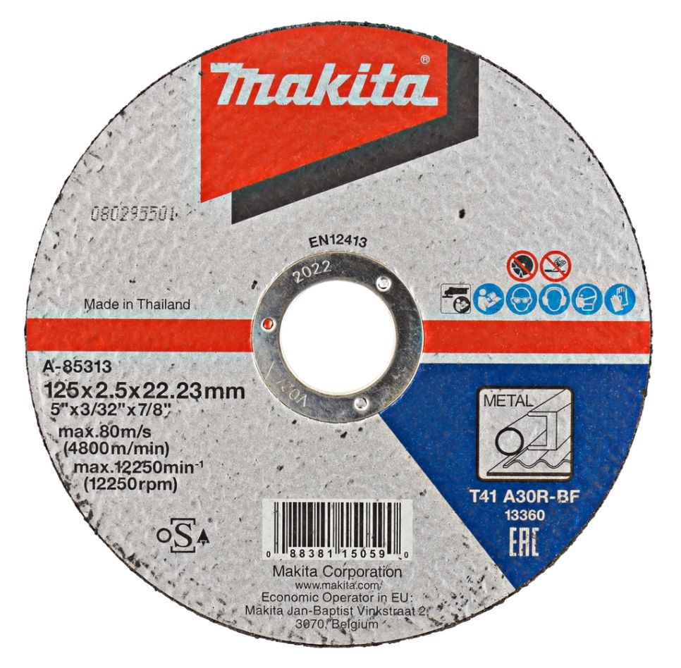 Makita Accessoires A-85313 Doorslijpschijf Metaal 125 x 22.2 mm 1 stuks