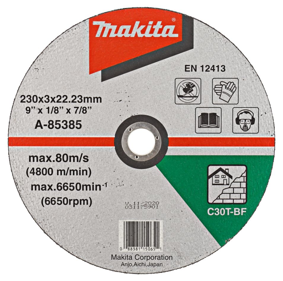 Makita Accessoires A-85385 Doorslijpschijf Steen 230 x 22.2 mm 1 stuks