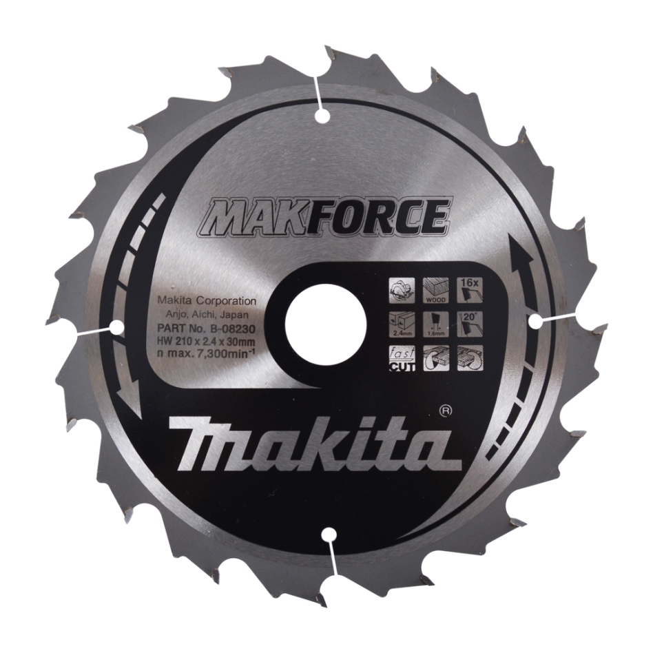 Makita Accessoires B-08230 HM-zaagblad Hout 210 x 30 x 16T