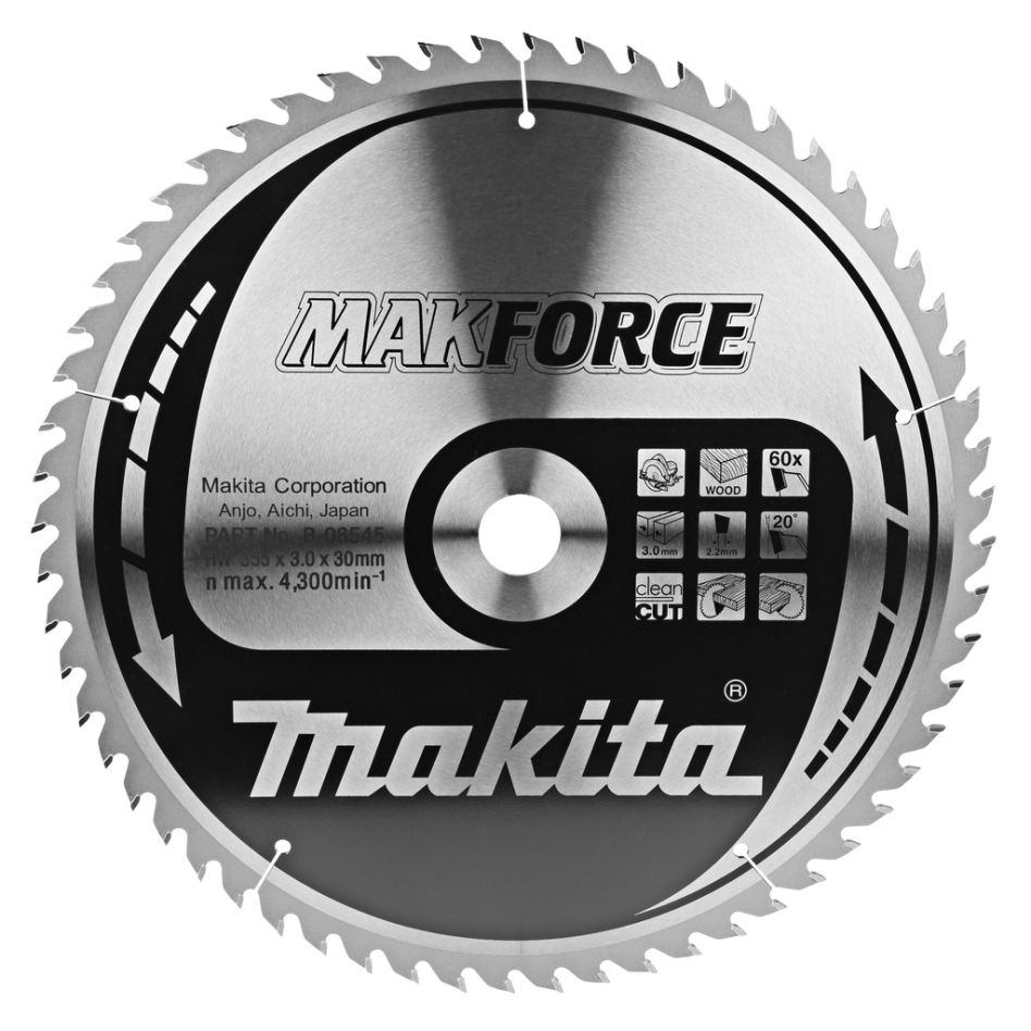 Makita Accessoires B-08545 HM-zaagblad Hout 355 x 30 x 60T