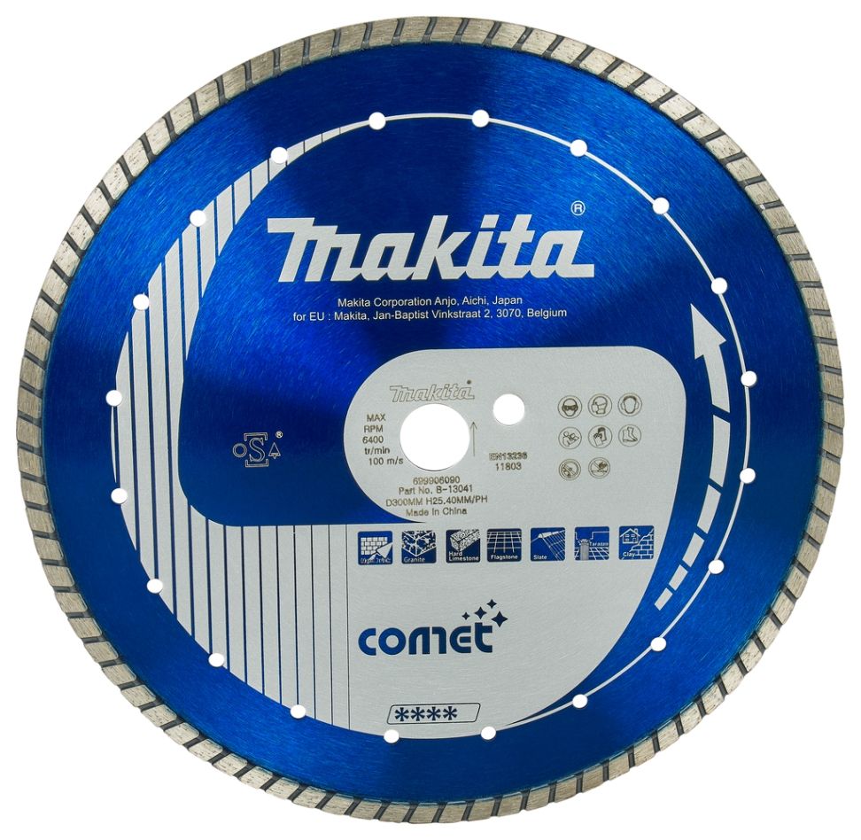 Makita Accessoires B-13041 Diamantschijf 300 x 25,4 mm Blauw Turbo