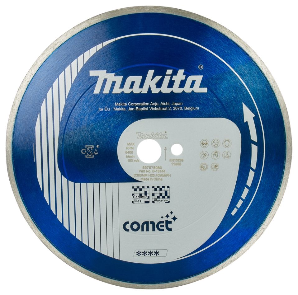 Makita Accessoires B-13144 Diamantschijf 300 x 20mm Blauw Volle band