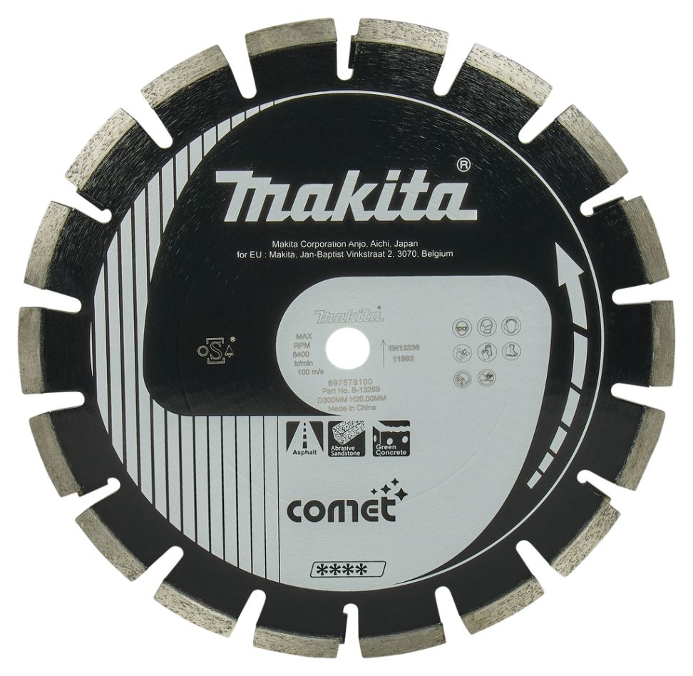Makita Accessoires B-13269 Diamantschijf 300 x 20 mm Zwart Asfalt