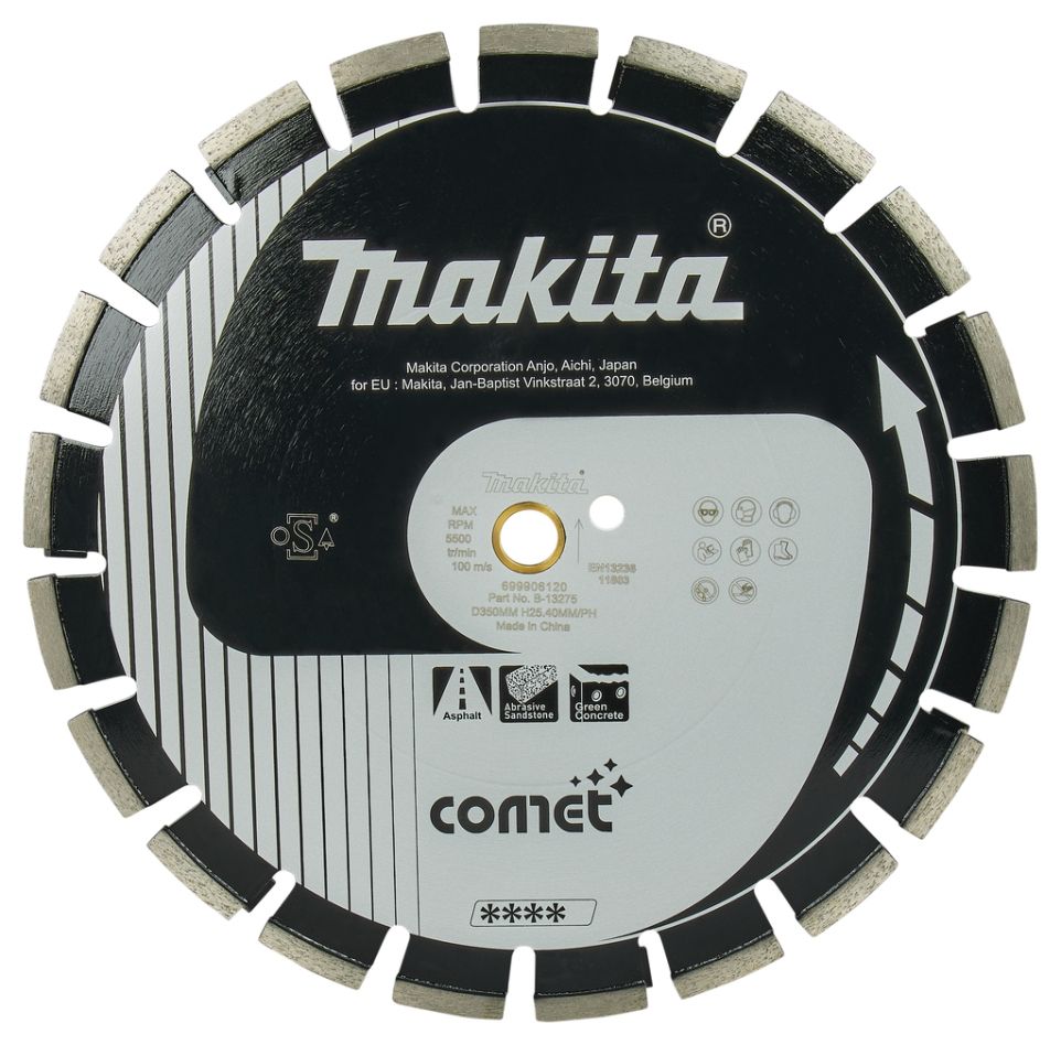 Makita Accessoires B-13275 Diamantschijf 350 x 20 mm Zwart Asfalt