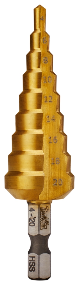 Makita Accessoires D-40129 HSS-TiN Trappenboor 9 traps 4-20 mm