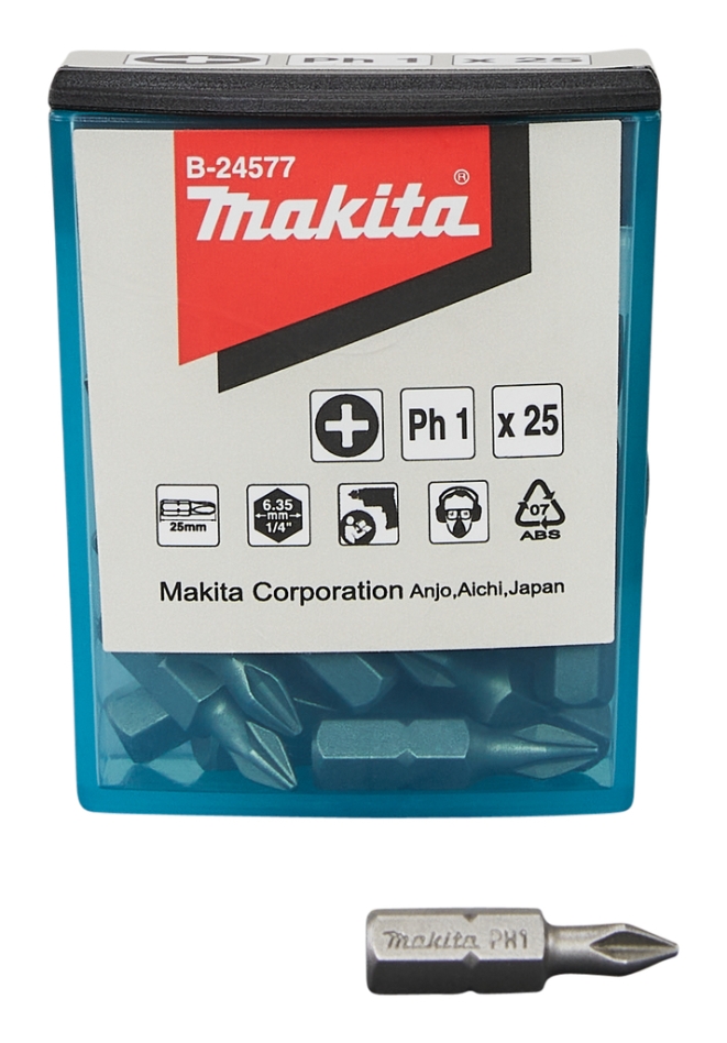 Makita Accessoires B-24577 Schroefbit PH1 x 25 mm Per 25 Stuks