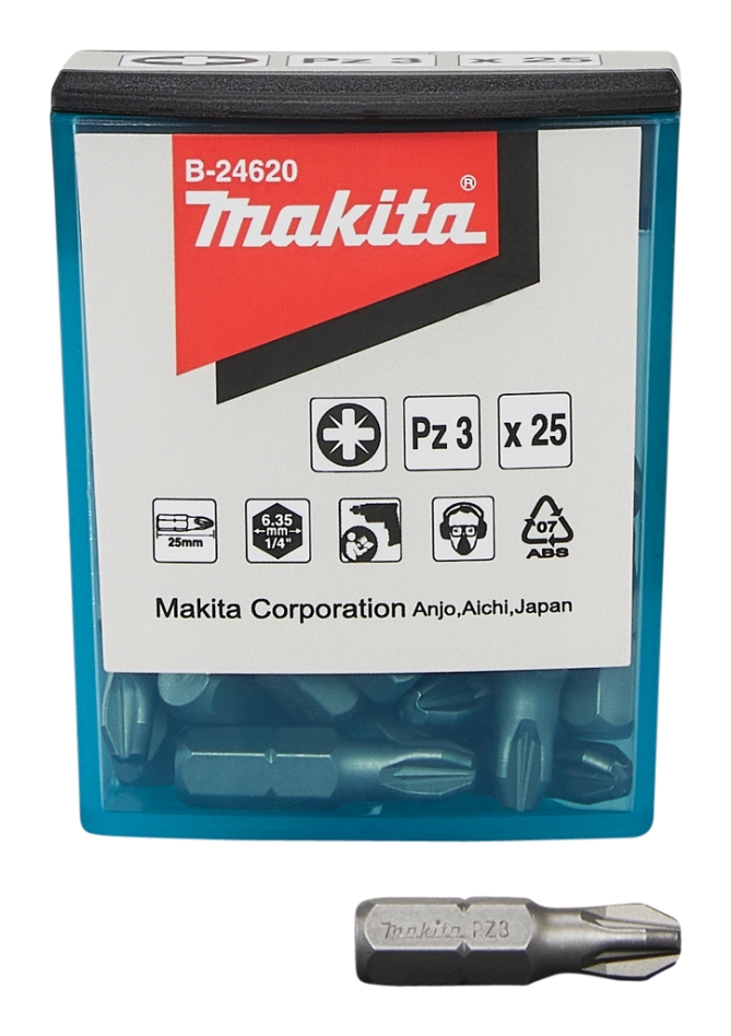 Makita Accessoires B-24620 Schroefbit PZ3 x 25 mm Per 25 Stuks