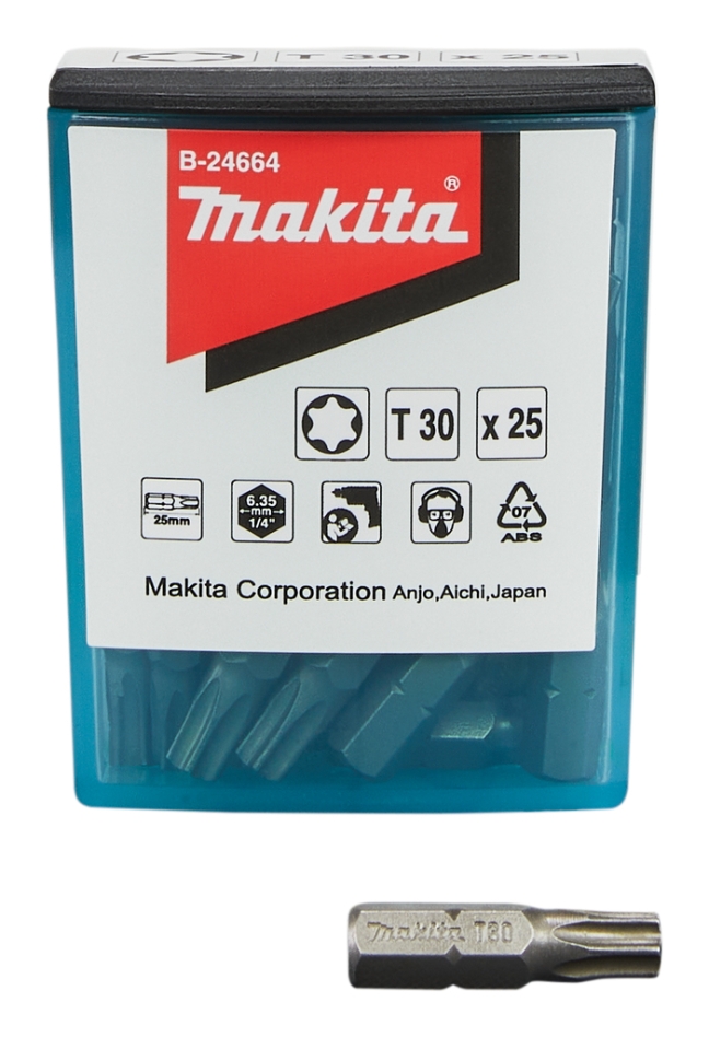 Makita Accessoires B-24664 Schroefbit T30 x 25 mm Per 25 Stuks