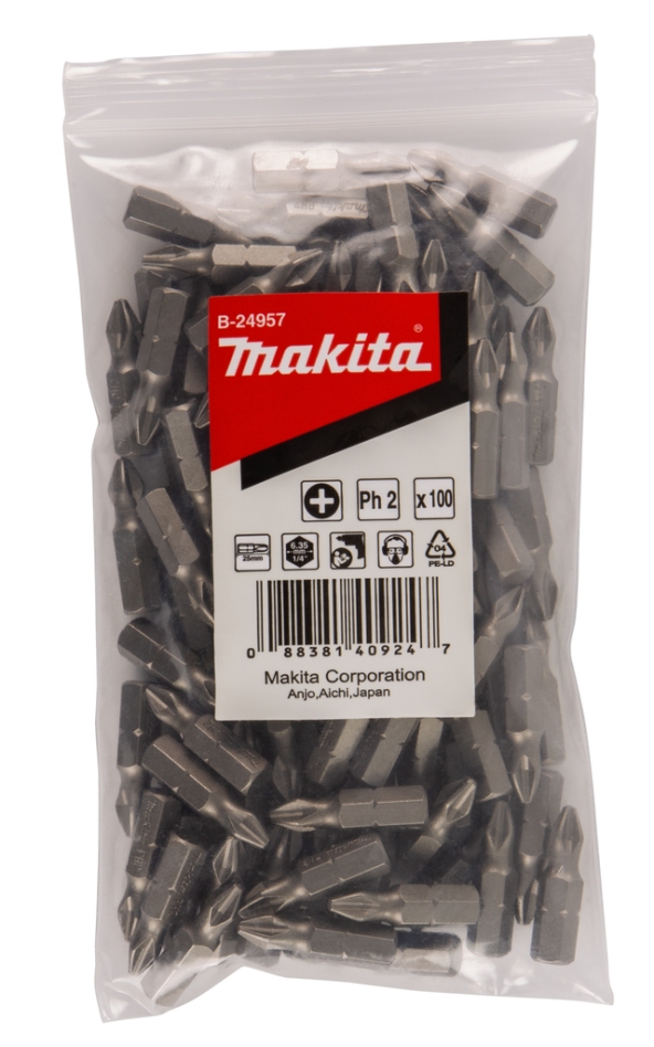 Makita Accessoires B-24957 Schroefbit PH2X25mm navul 100 stuks