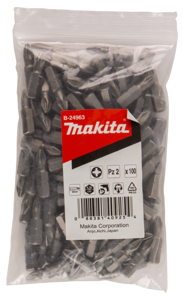 Makita Accessoires B-24963 Schroefbit PZ2x25mm navul 100 stuks