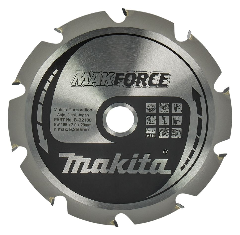 Makita Accessoires B-32100 HM-zaagblad Hout 165 x 20 x 10T