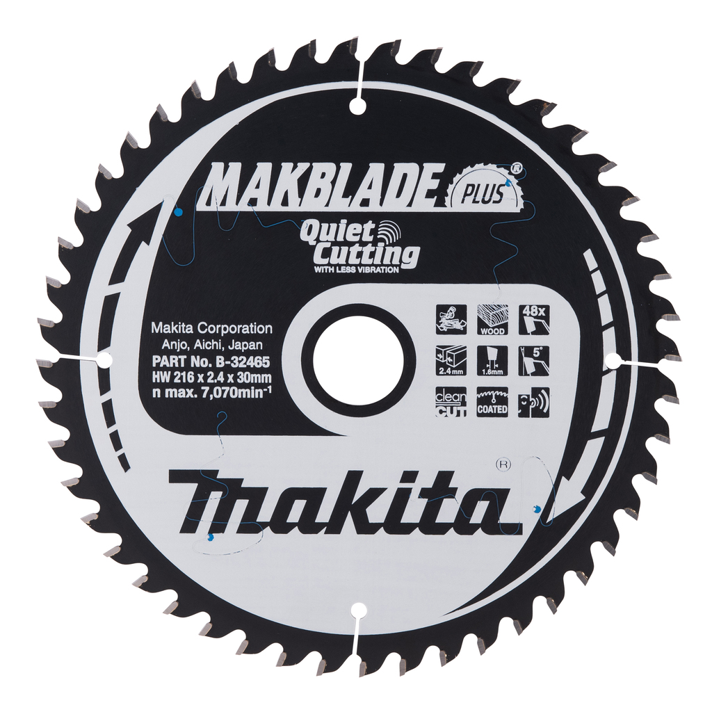 Makita Accessoires B-32465 Afkortzaagblad Hout Makblade-Plus 216x30x2,4 48T 5g