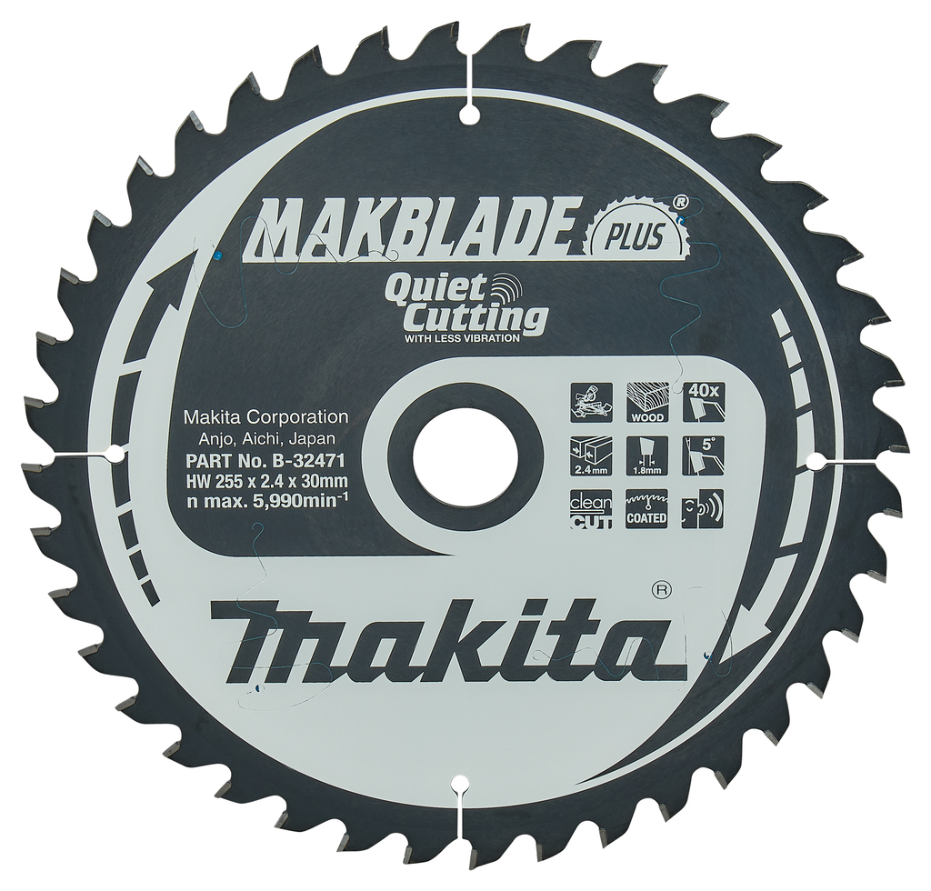 Makita Accessoires B-32471 Afkortzaagblad Hout Makblade-Plus 255x30x2,4 40T 5g