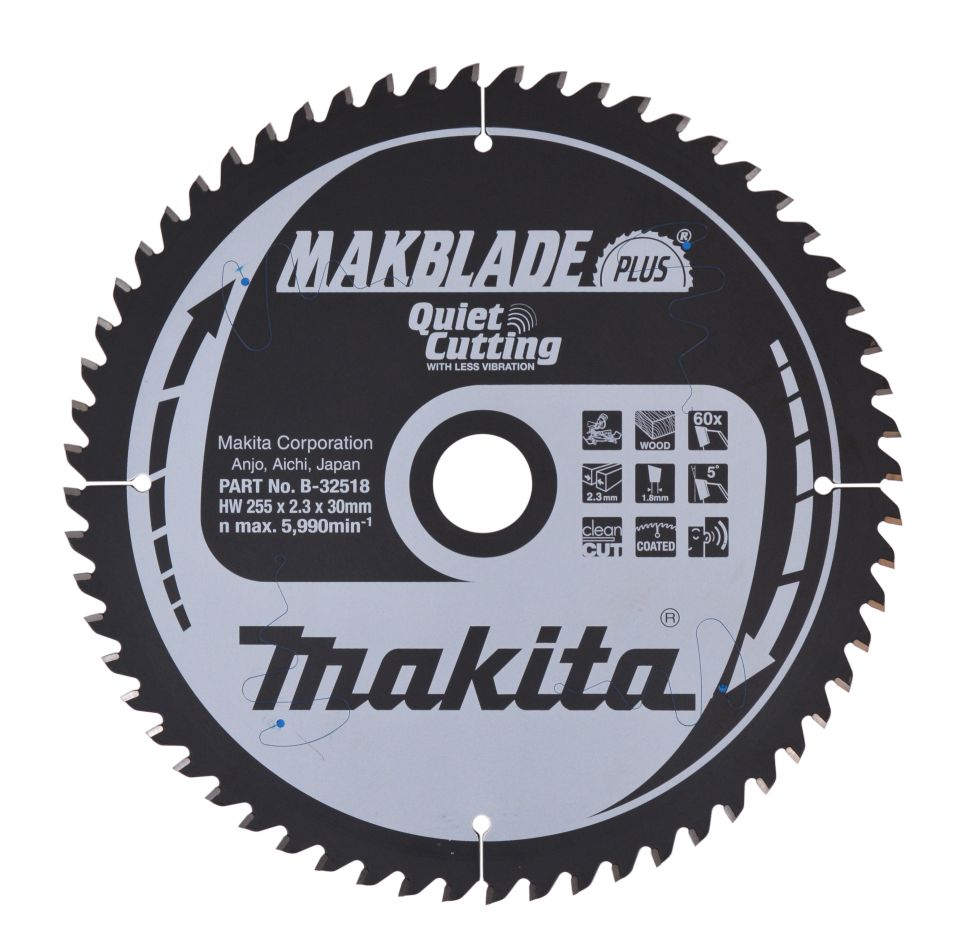 Makita Accessoires B-32518 Makblade-Plus Afkortzaagblad Hout 255x30x2,3 60T 5g