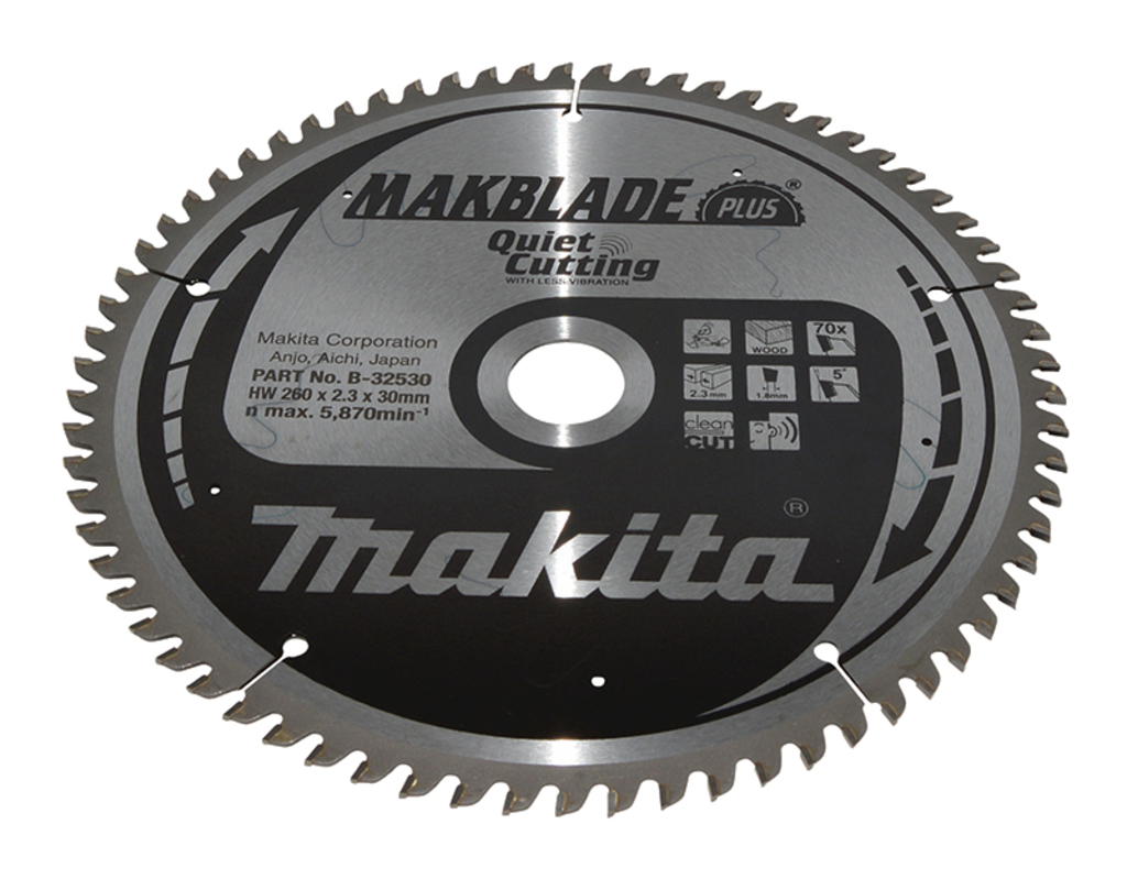 Makita Accessoires B-32530 Afkortzaagblad Hout Makblade-Plus 260x30x2,3 70T 5g