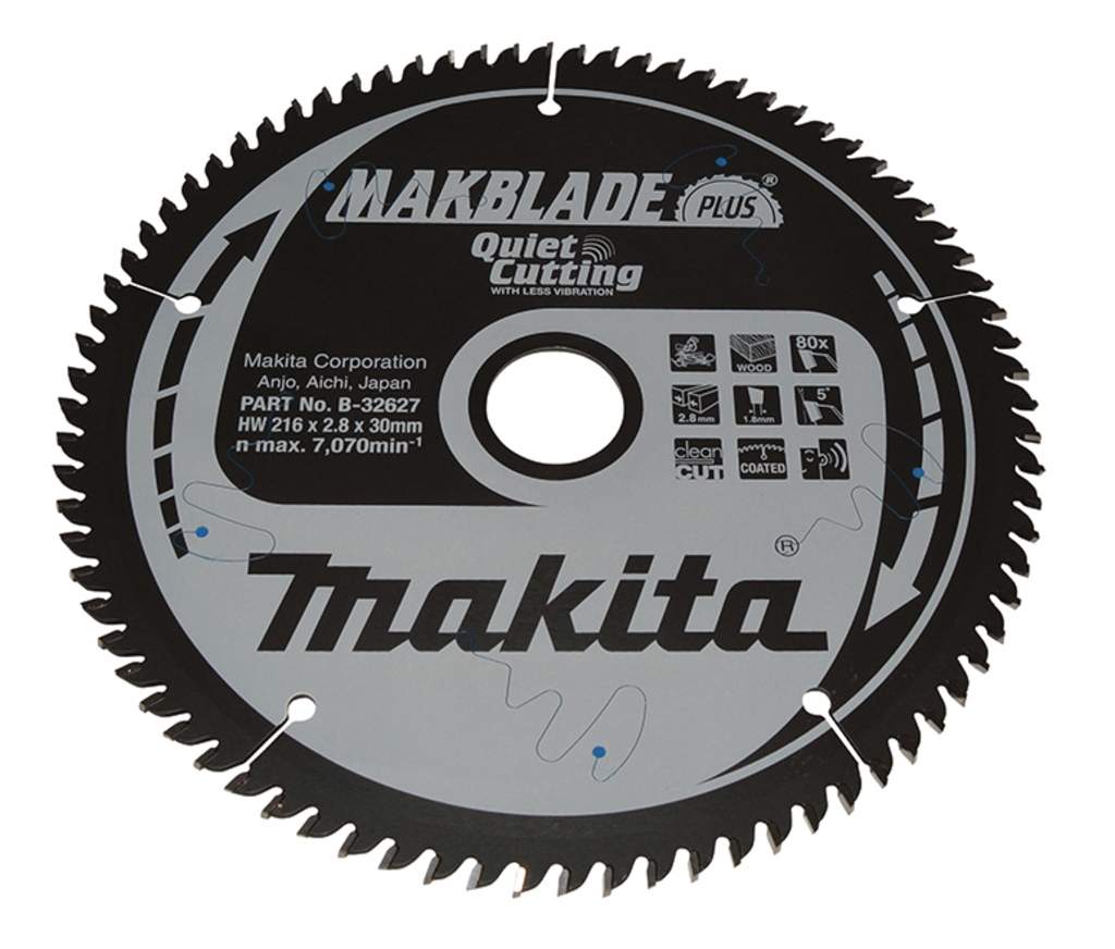 Makita Accessoires B-32627 Makblade-Plus Cirkelzaagblad 216x30x2.8 80T 5g