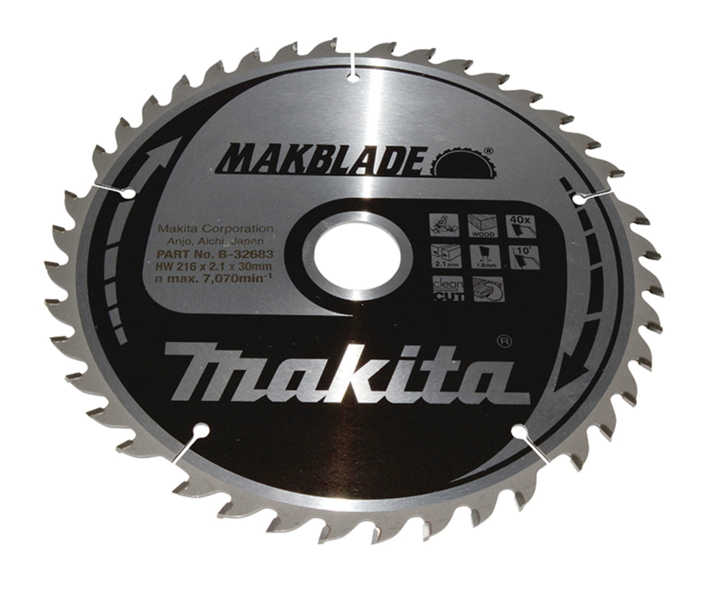 Makita Accessoires B-32683 Makblade Afkortzaagblad Hout 216x30x2,1 40T 10g