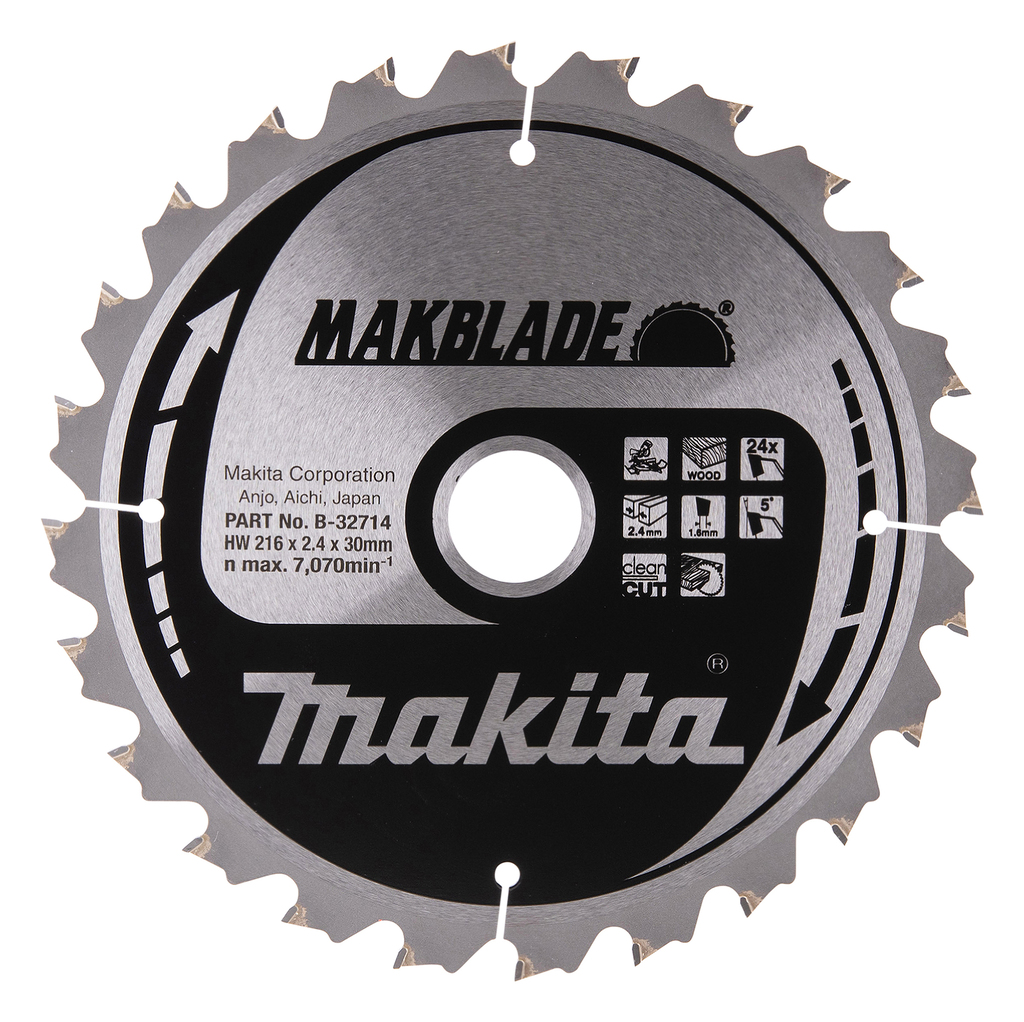 Makita Accessoires B-32714 Afkortzaagblad Hout Makblade 216x30x2,4 24T 5g