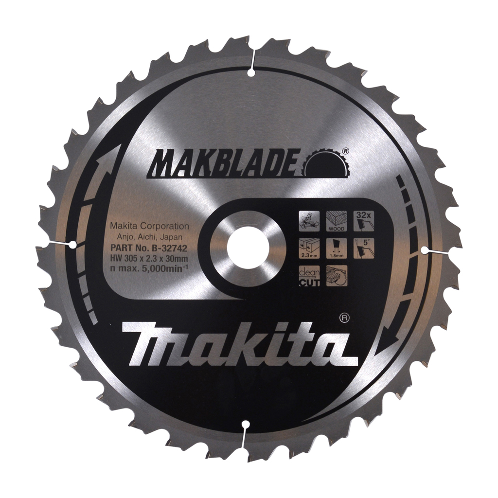 Makita Accessoires B-32742 Makblade Afkortzaagblad Hout 305x30x2,3 32T 5g