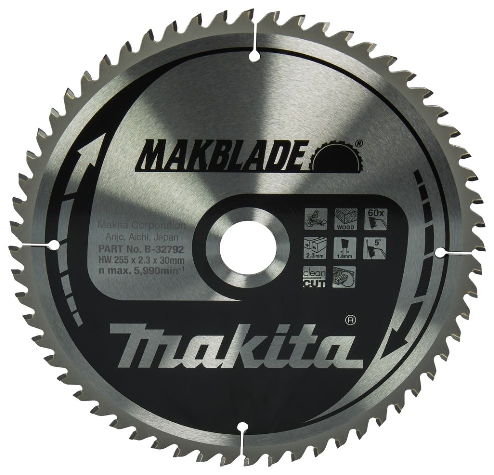 Makita Accessoires B-32792 Afkortzaagblad Hout Makblade 255x30x2.3 60T 5G