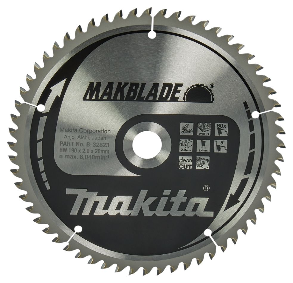 Makita Accessoires B-32823 HM-zaagblad Hout 190 x 20 x 60T