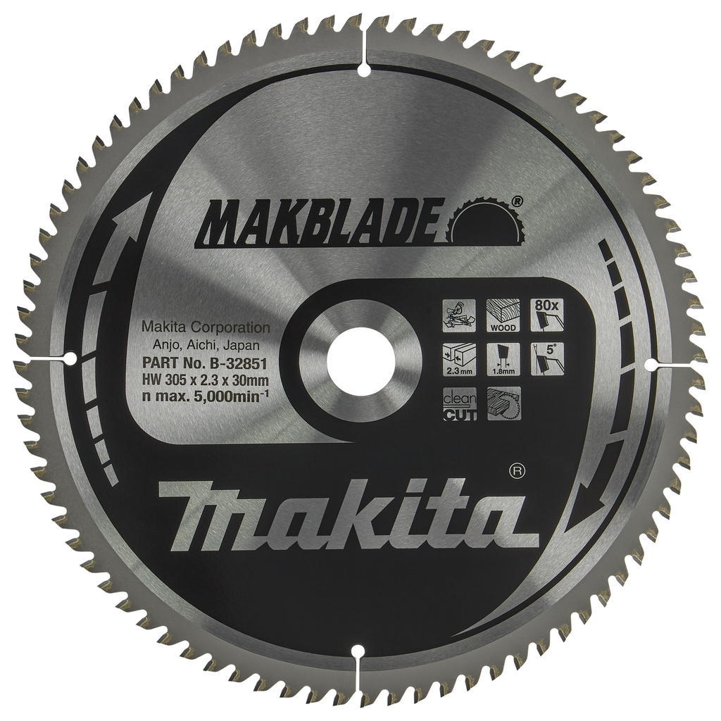 Makita Accessoires B-32851 Afkortzaagblad Hout Makblade 305x30x2,3 80T 5g