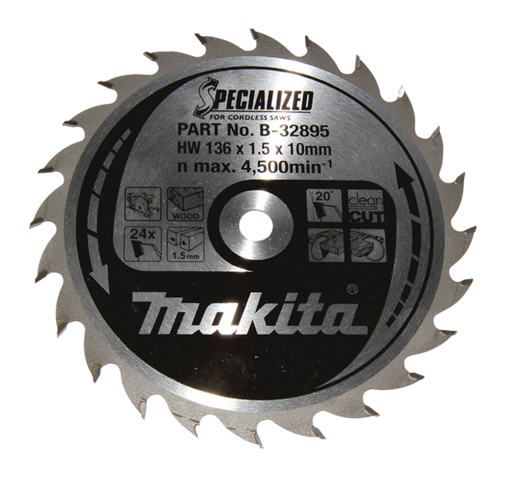 Makita Accessoires B-32895 HM zaagblad Specialized Accu 136 x 10 x 1,5 x 24T