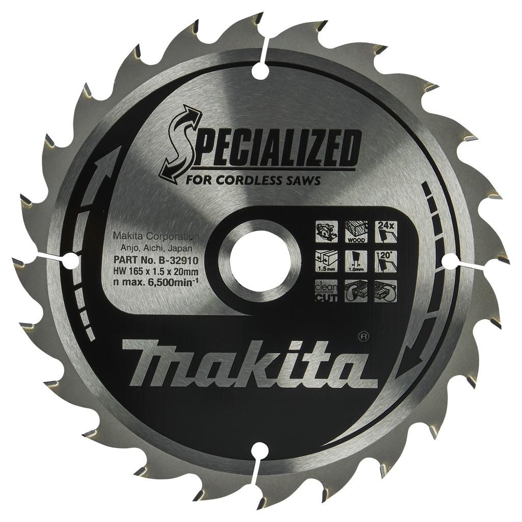 Makita Accessoires B-32910 Cirkelzaagblad Hout Specialized 165x20x1,5 24T 20g