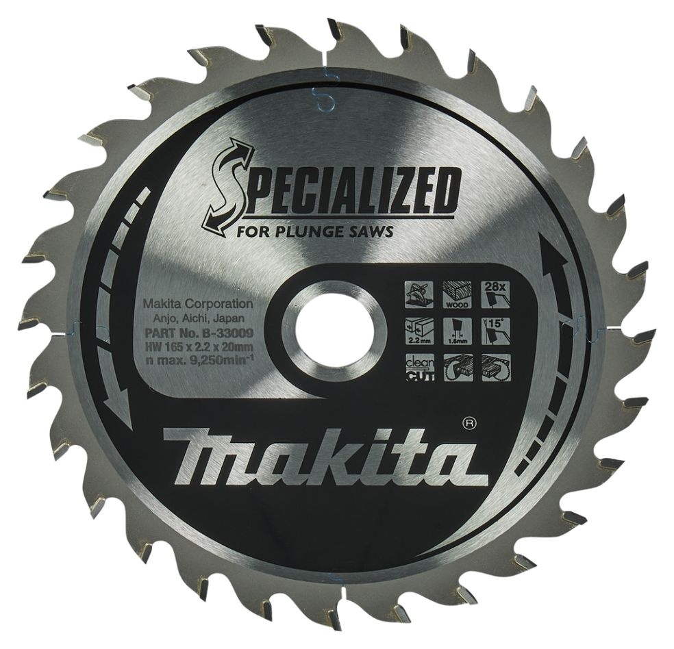 Makita Accessoires B-33009 HM-zaagblad Specialized 165 x 20 x 28T