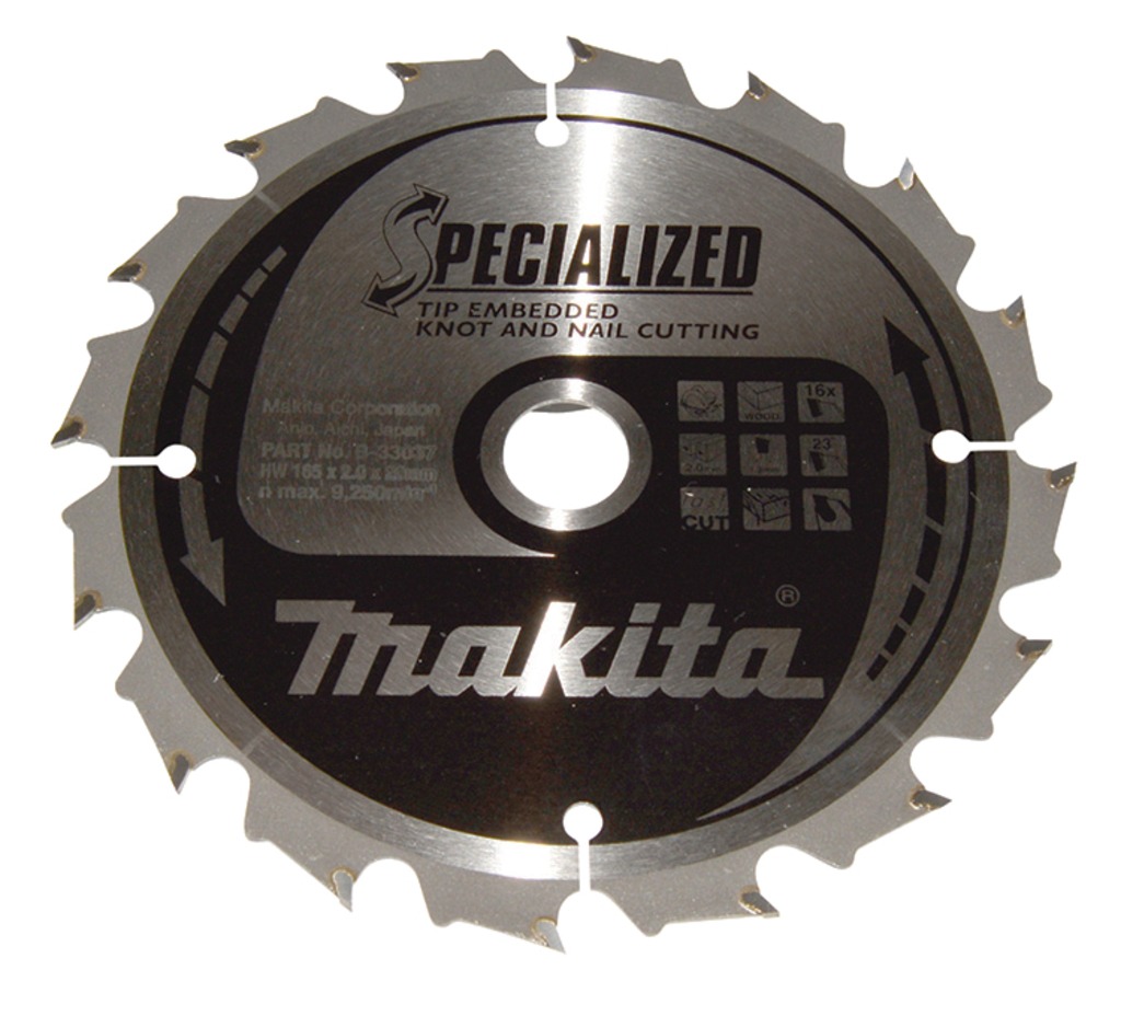 Makita Accessoires B-33037 HM Cirkelzaagblad Hout 165x20x2,0mm 16T
