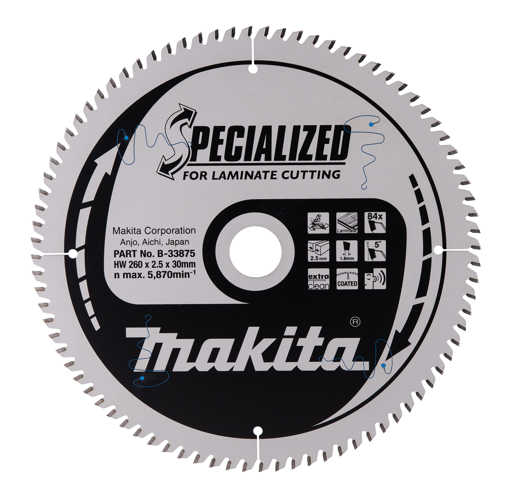 Makita Accessoires B-33875 Afkortzaagblad Laminaat Specialized 260x30x2,5mm 84T 5g