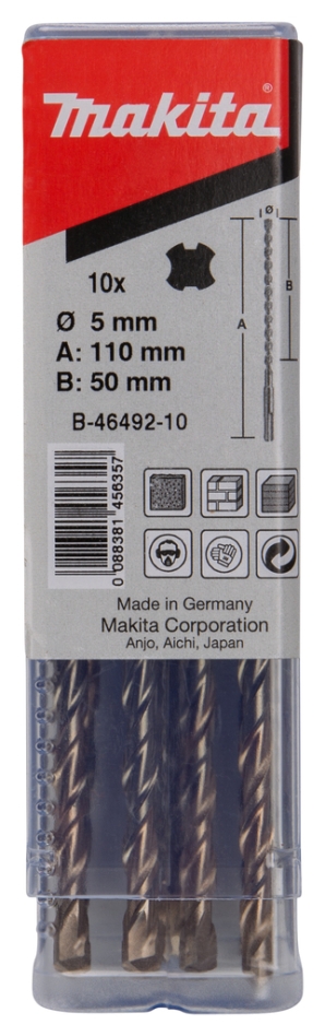 Makita Accessoires B-46492-10 P2S: SDS-PLUS boor 5x110mm10st