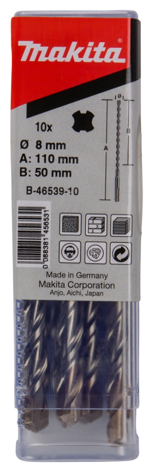 Makita Accessoires B-46539-10 P2S:SDS-PLUS boor 8x110mm 10st