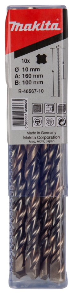 Makita Accessoires B-46567-10 P2S SDS-PLUS boor 10x160mm 10 Stuks