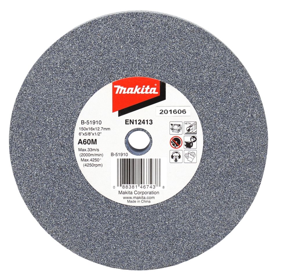 Makita Accessoires B-51910 Slijpsteen staal 150 x 16 x 12,7mm K60