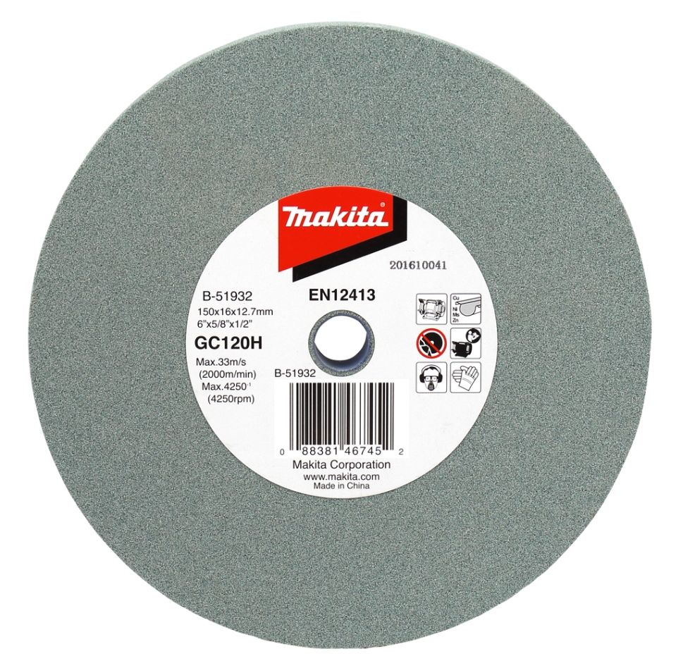 Makita Accessoires B-51932 Slijpsteen Alu/non-ferro 150 x 16 x 12,7mm GC120H