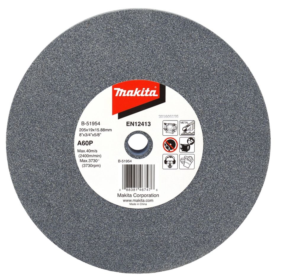Makita Accessoires B-51954 Slijpsteen staal 205 x 19 x 15,88mm A60P