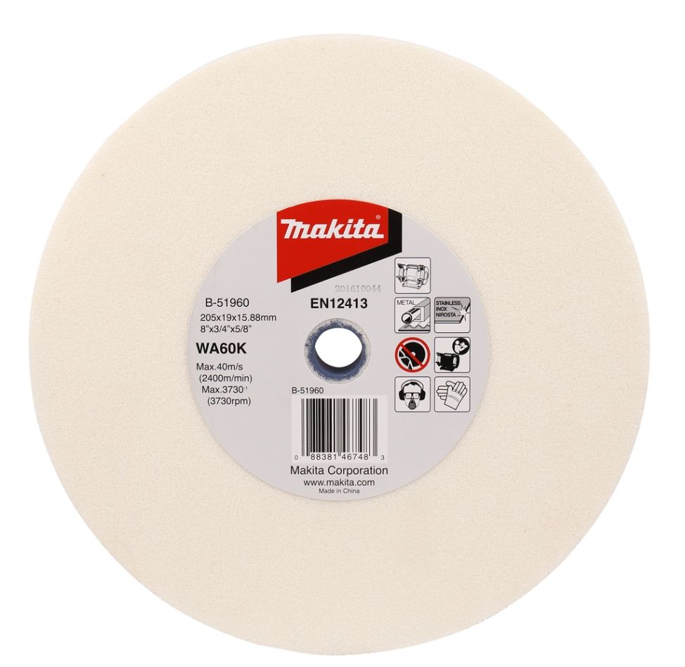Makita Accessoires B-51960 Slijpsteen staal & RVS 205 x 19 x 15,88mm WA60K