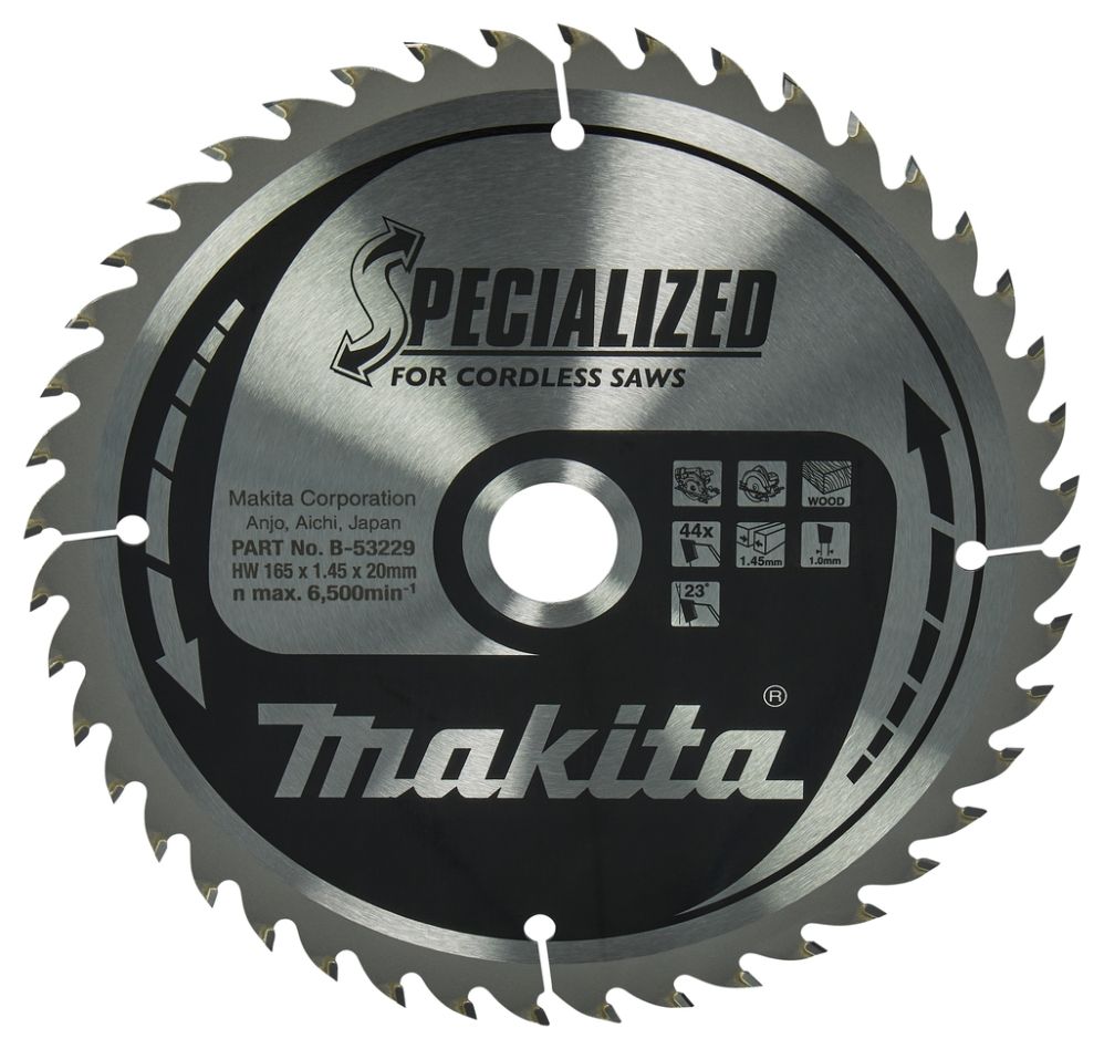 Makita Accessoires B-53229 Cirkelzaagblad Hout Specialized 165 x 20 x 1,45 44T