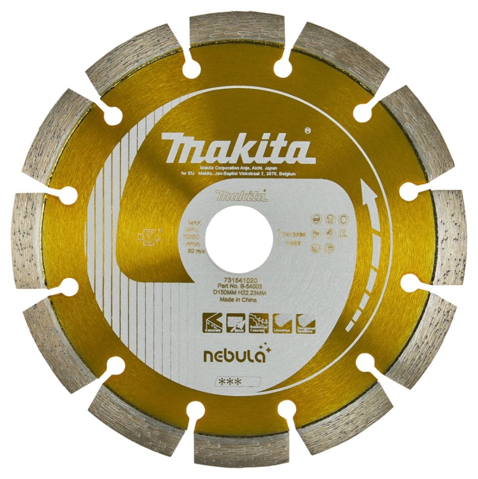 Makita Accessoires B-54003 Diamantschijf 150 x 22.2 mm Oranje