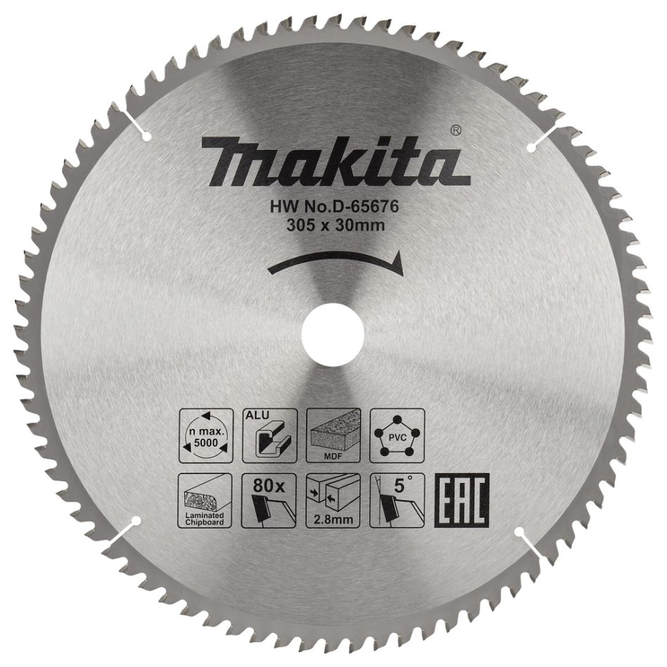 Makita Accessoires D-65676 Afkortzaagblad TCG 305 x 30 x 2,8 mm T80
