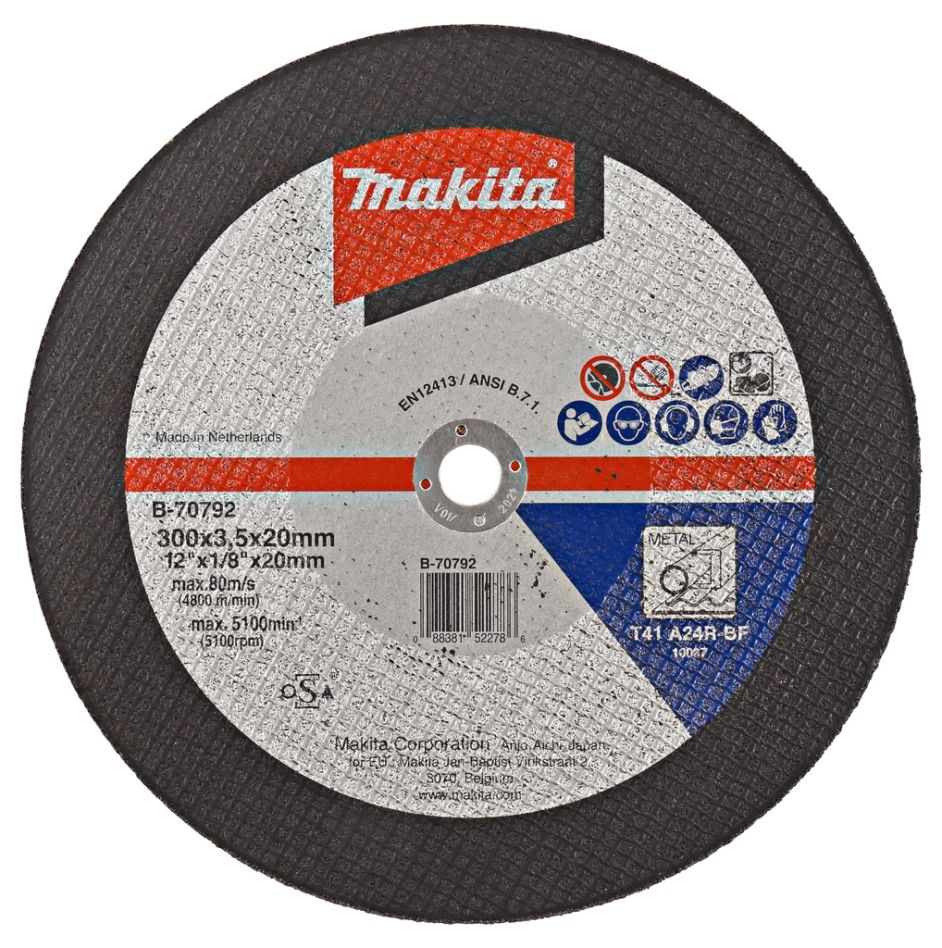 Makita Accessoires B-70792 Doorslijpschijf 300 x 20mm voor staal Per 1 Stuks