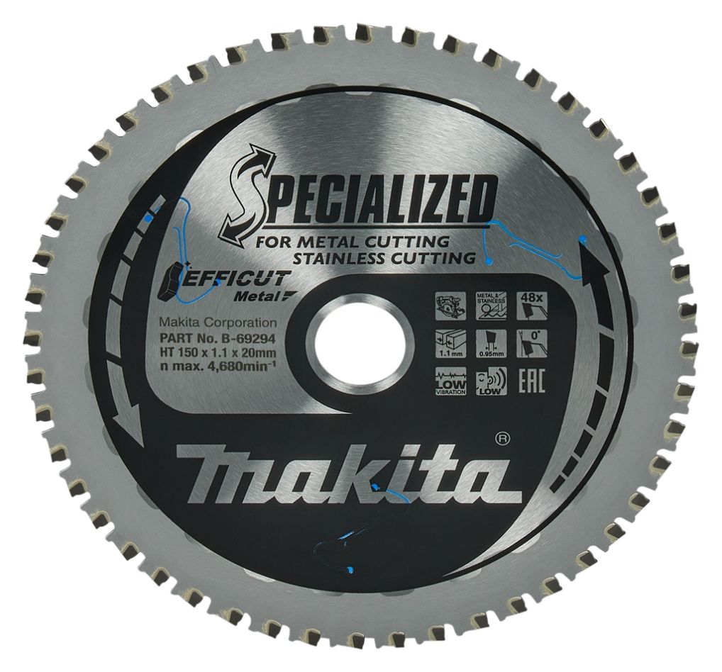 Makita Accessoires B-69331 Efficut Cirkelzaagblad RVS/staal 150x20x1,1 48T 0g